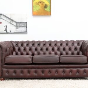 GENUINE LEATHER CHESTERFIELD 3 SEATER SOFA