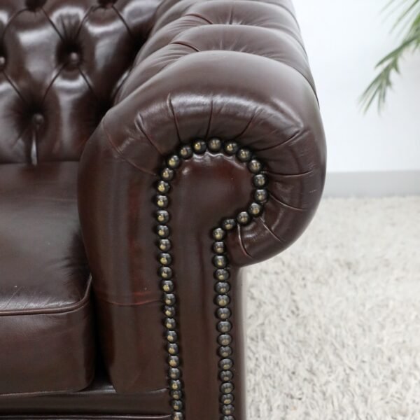 GENUINE LEATHER MORAN CHESTERFIELD 3 SEATER SOFA - Image 7