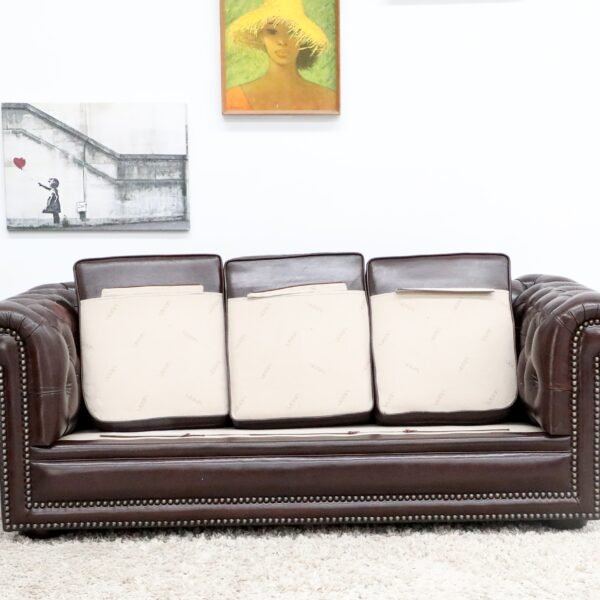 GENUINE LEATHER MORAN CHESTERFIELD 3 SEATER SOFA - Image 10