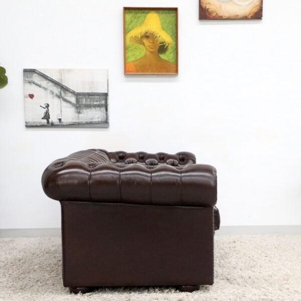 GENUINE LEATHER MORAN CHESTERFIELD 3 SEATER SOFA - Image 13