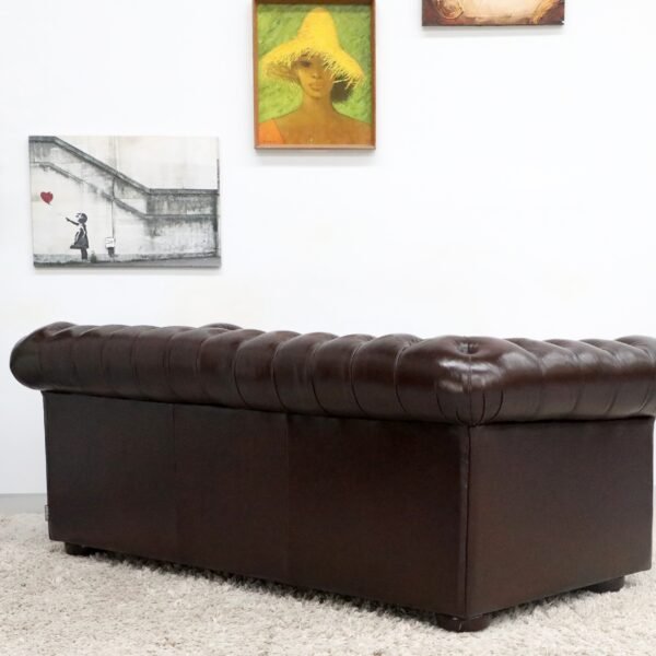 GENUINE LEATHER MORAN CHESTERFIELD 3 SEATER SOFA - Image 14