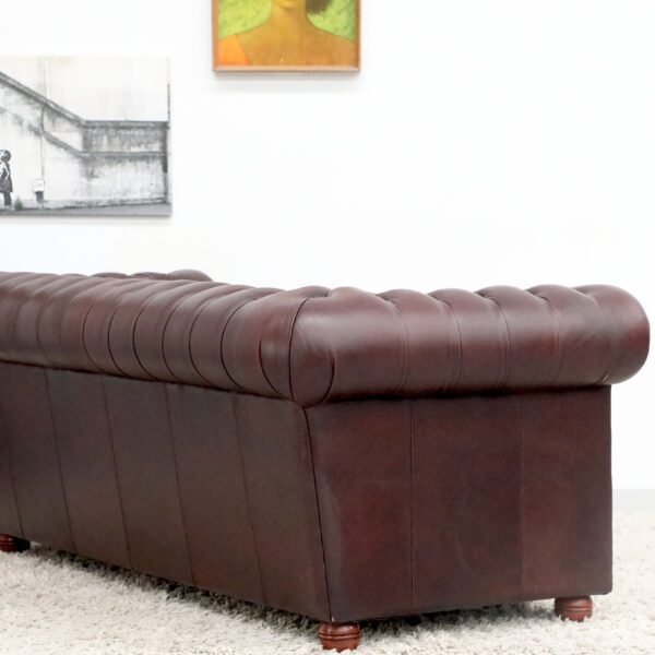 GENUINE LEATHER CHESTERFIELD PAIR OF 3 SEATER SOFA - Image 33