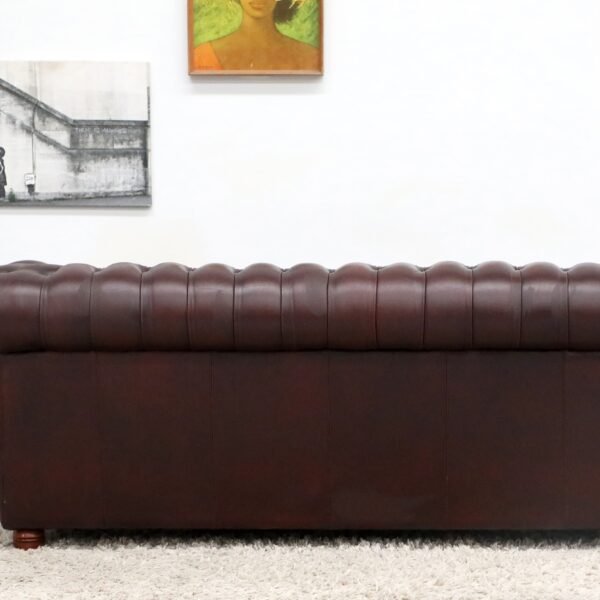 GENUINE LEATHER CHESTERFIELD PAIR OF 3 SEATER SOFA - Image 34
