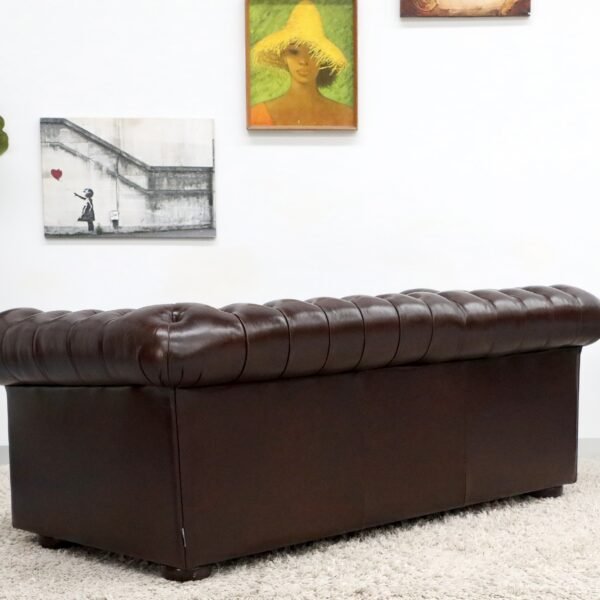 GENUINE LEATHER MORAN CHESTERFIELD 3 SEATER SOFA - Image 16