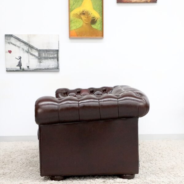 GENUINE LEATHER MORAN CHESTERFIELD 3 SEATER SOFA - Image 17