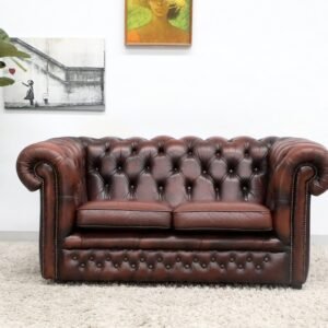 GENUINE LEATHER GASCOIGNE CHESTERFIELD 2 SEATER SOFA