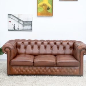 GENUINE LEATHER CHESTERFIELD 3 SEATER SOFA