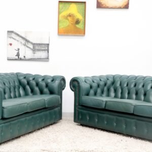 Genuine Leather CHESTERFIELD 3 seater MORAN SOFAx2