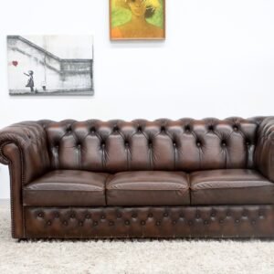 GENUINE LEATHER CHESTERFIELD 3 SEATER SOFA