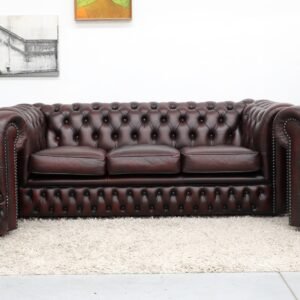 GENUINE CHESTERFIELD 3 SEATER SOFA AND TUBCHAIRS(3 PC)