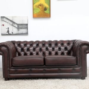 Genuine Leather Chesterfield 2 Seater Sofa