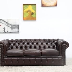 GENUINE LEATHER MORAN CHESTERFIELD 3 SEATER SOFA