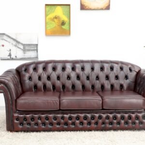 GENUINE LEATHER CHESTERFIELD 3 SEATER SOFA BED
