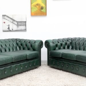 Genuine Leather CHESTERFIELD 3 seater MORAN SOFAx2