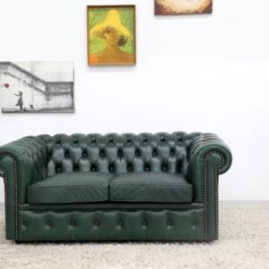 Genuine Leather Moran Green Chesterfield 2 Seater Sofa
