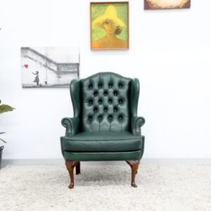 GENUINE LEATHER MORAN CHESTERFIELD WINGCHAIR