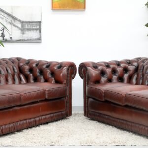 Genuine Leather CHESTERFIELD 3 seater MORAN SOFAx2