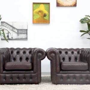 Genuine Leather Classic Chesterfield Tubchair X2