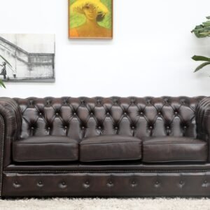 Genuine Leather Chesterfield 3 Seater Sofa