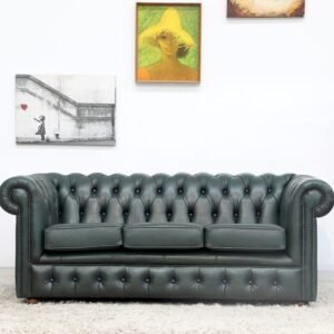 Vintage Green Chesterfield 3 Seater Sofa