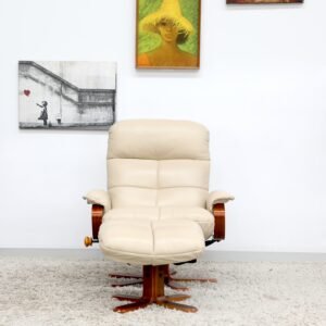 Genuine Leather TESSA RECLINER CHAIR WITH FOOTSTOOL