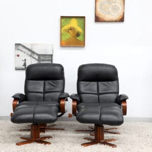 Genuine Leather TESSA RECLINER CHAIRS WITH FOOTSTOOLS