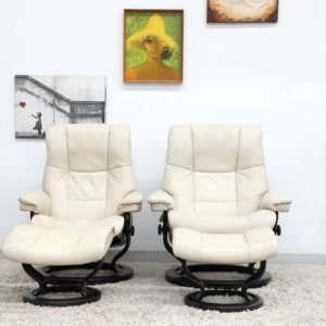 Genuine Leather Stressless EKORNES RECLINER CHAIRS WITH FOOTSTOOLS