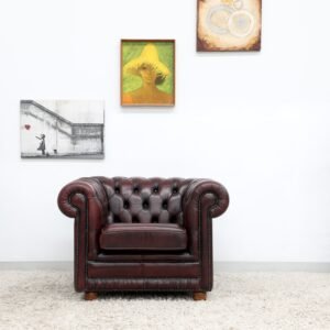 Genuine Leather Chesterfield Single Tubchair
